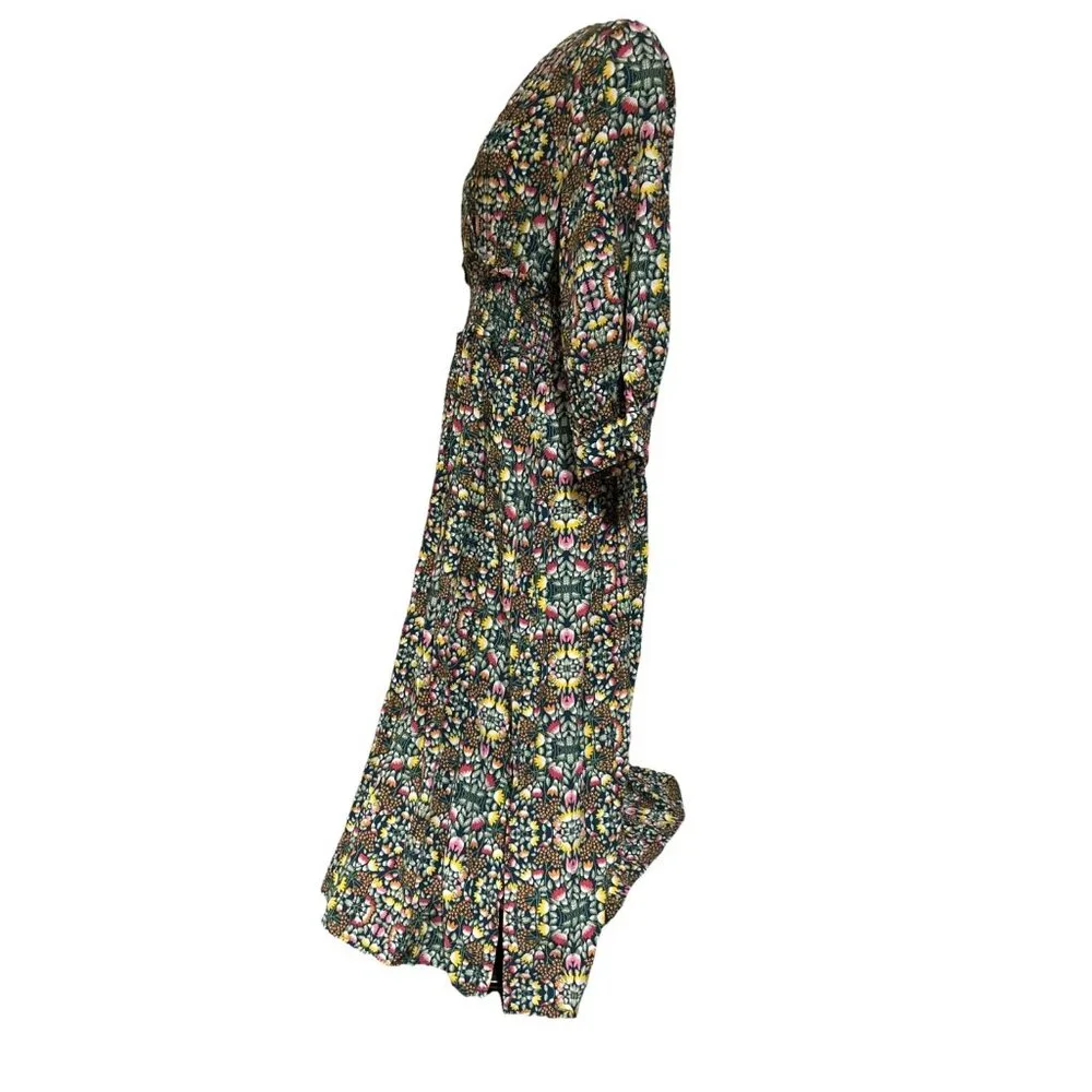 EVIE Green Floral Midi Dress Women’s size M Boho Festival Cottagecore - Picture 8 of 14